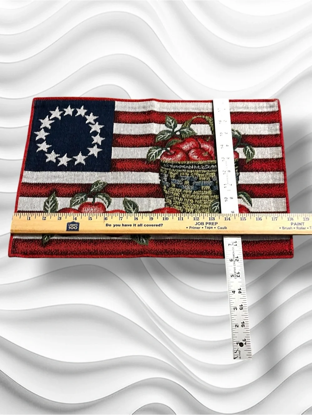 Set of 4 Patriotic Stars Stripes Tapestry American Flag Apple Basket Placemats